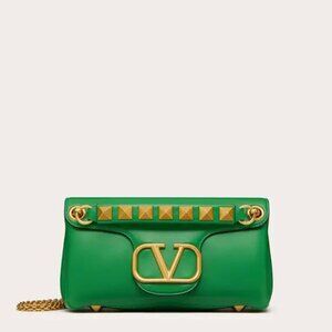 Valentino Garavani Stud Sign Nappa Shoulder Bag in Emerald Green